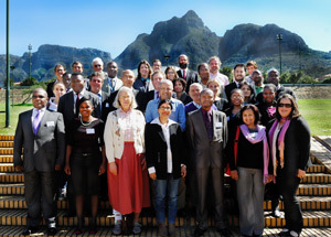 The attendees of the recently held UNHCR roundtable were hosted by Fatima Khan (front centre), director of UCT's Refugee Rights Unit. They included Prof Bonaventure Rutinwa and Dr Hugo Storey (second and third from the left in the second last row), as well as Prof Theo Farrell (centre back).