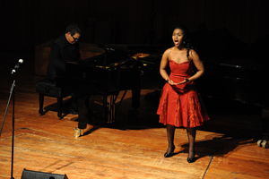 Rising star: The School of Opera's Soprano Nomsa Mpofu delivered a memorable performance of Vissi d'arte from Tosca, accompanied by Kamal Khan on piano.