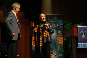 Road to Gombe: Primatologist and chimpanzee champion Dr Jane Goodall with Vice-Chancellor Dr Max Price.