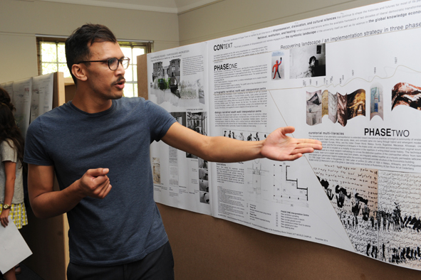 Sadiq Toffa, winner of the design competition to commemorate the slaves buried at the Rustenburg farm – now UCT's middle campus – explains the different phases of his winning proposal, titled Disappeared bodies/Dispossessed Knowledges.
