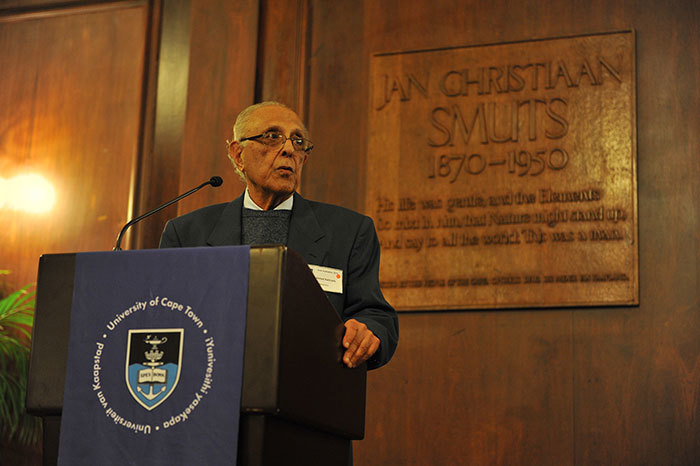 Political activist and struggle veteran Ahmed Kathrada accepted the task of responding to UCT's vice-chancellor on behalf of himself and his fellow honorary graduates and graduands.