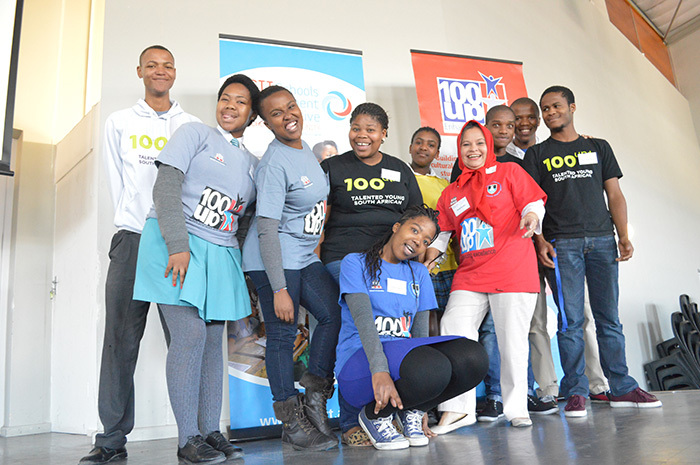 UCT's enrolment of students from Khayelitsha has nearly tripled, from 29 in 2013 to 80 in 2015 – thanks in no small part to 100-UP, a three-year support programme that focuses on building the academic and life skills of 300 Grade 10-12 learners, drawn from all 20 secondary schools in Khayelitsha. Here, 100-UP students pose with project manager Ferial Parker after presenting at the Schools Improvement Initiative seminar on 22 August.