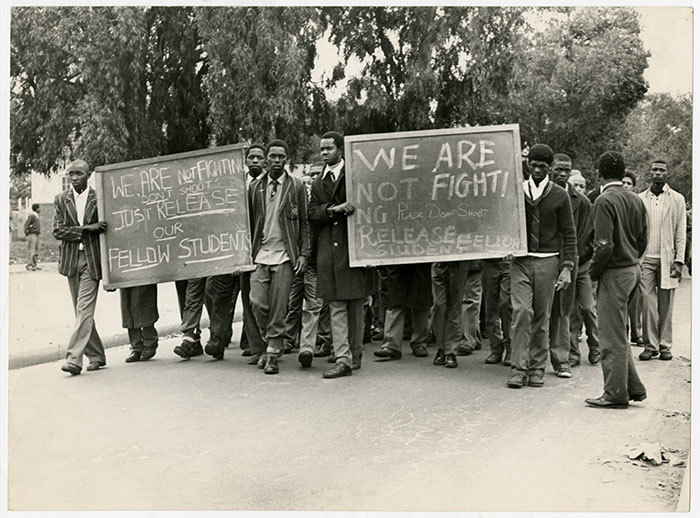Langa High pupils march in August 1976.