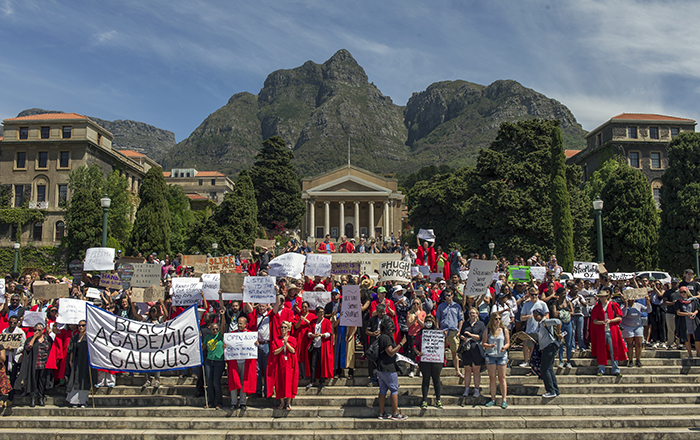 Police treatment of protesting students was at the centre of a march that united academics, PASS staff, workers and students. Photo by Jaco Marais/Media24.