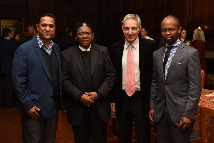 Outgoing Council chair Archbishop Njongonkulu Ndungane (second from left) with registrar Royston Pillay, Vice-Chancellor Dr Max Price and SRC president Rorisang Moseli.