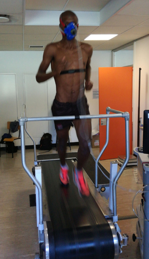 VO2 max testing in the ESSM exercise lab in the Sports Science Institute of South Africa.
