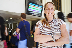Timely: Assoc Prof Marianne Vanderschuren is test-driving a new traveller information system right here at UCT.