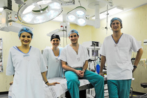 Stitched up: The UCT Surgical Society encourages membership for "the most advanced job-shadowing you can get". In picture are (from left) Nicola Springer (society member), Astrid Leusink (head of sponsorship), Sean Tromp (president), and James Burger (society member).