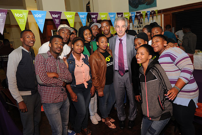 Students shared a light moment with Vice-Chancellor Dr Max Price at the launch of the 100UP Plus programme last year.
