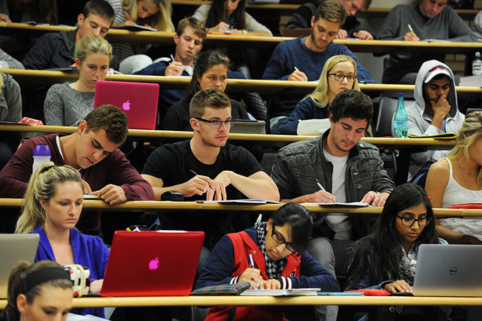 Students in a lecture room.