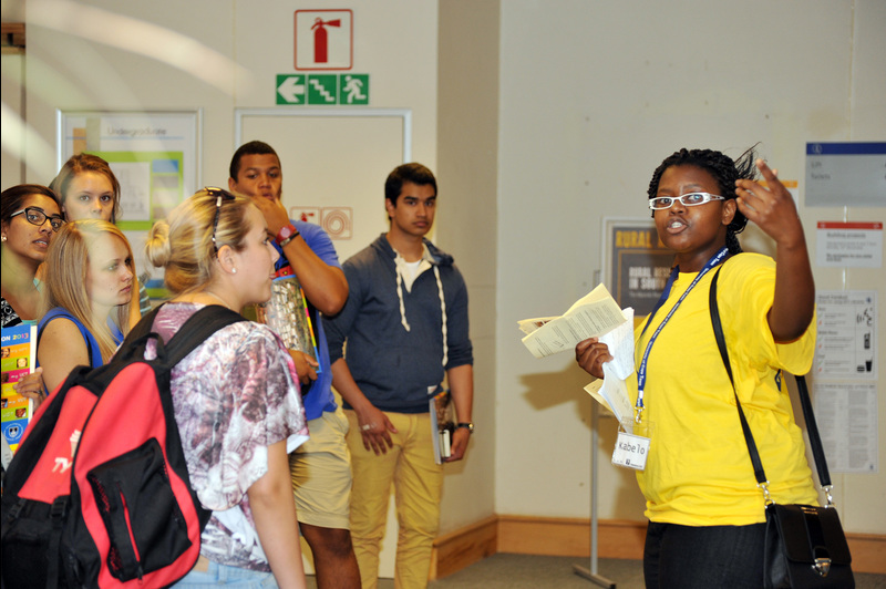 Take it all in: First-year Commerce students sought refuge from the heat and stairs in UCT's Chancellor Oppenheimer Library during their first official tour of the university and its facilities.