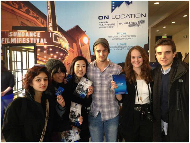 Silver screen: UCT students Katey Carson (second from right) and Dylan Bosman (third from right) at the Sundance Film Festival in Los Angeles, where their short films were screened.