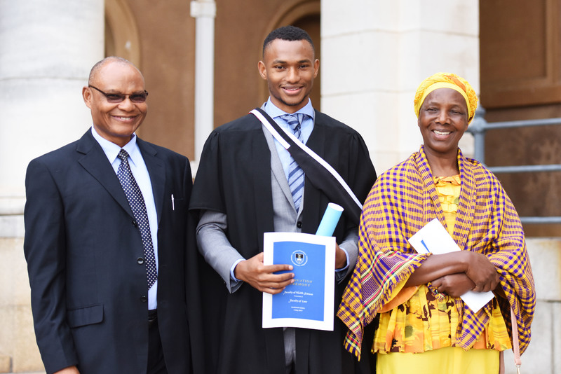 Dr Matthew Amoni scored a ‘two-in-one’: he was awarded an MBChB and Master of Medicine in Physiology, which he did in tandem with his medical studies. His parents, John and Mary Amoni, were at UCT to share the happy occasion.