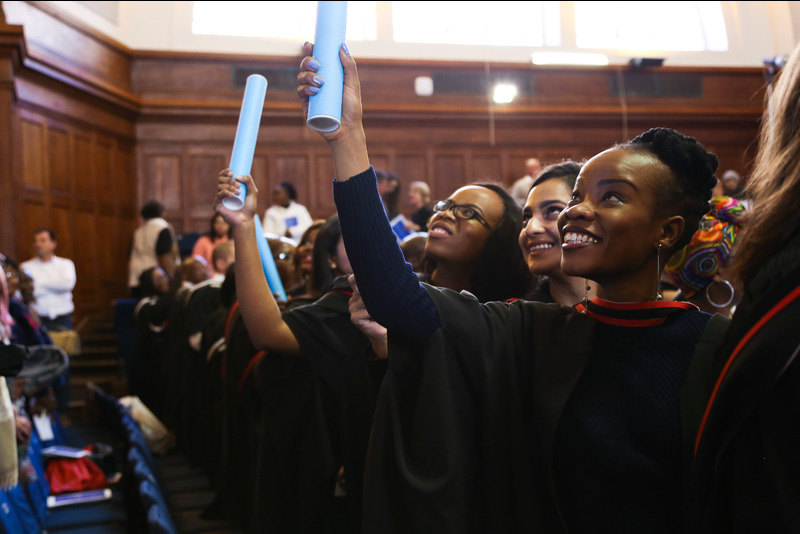 Students celebrate their achievements at the first of the ceremonies held during the May 2017 graduation season.