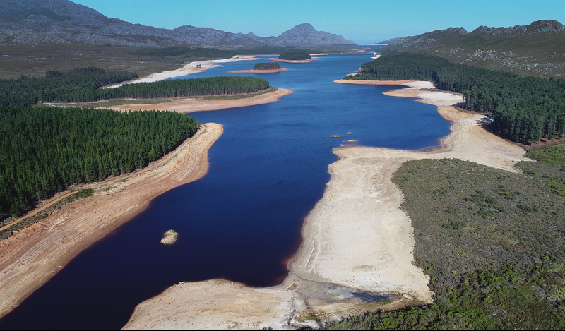 The Steenbras Dam in April this year – already showing the devastating effects of the ongoing drought. Photo Michael Hammond.
