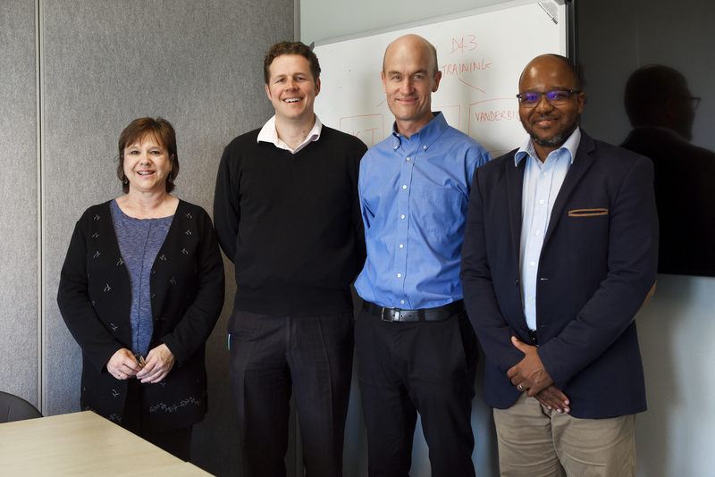 The core administrative team for the Fogarty HIV-TB Training Program at UCT: Kathryn Wood, Jonny Peter, Graeme Meintjes and Sipho Dlamini.