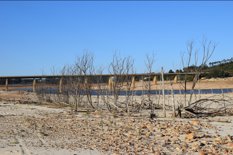 The Theewaterskloof Dam, the largest water supply for the region, at just 13% of total capacity. This photo was taken on 31 May.