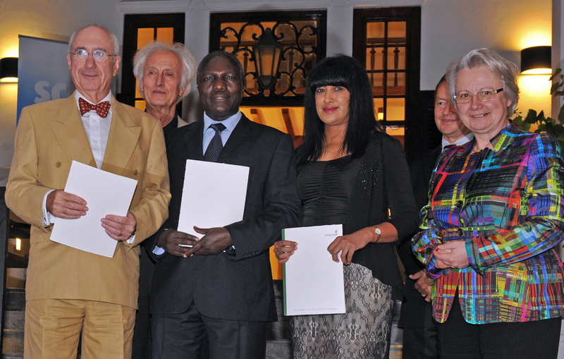 Good company: UCT's Emer Prof Cesareo Dominguez (far left) was photographed with (from left) the president of the Alexander von Humboldt Foundation Prof Helmut Schwarz, Prof Joseph Lalah from Kenya and Prof Soraya Seedat of Stellenbosch University (both also award winners), and the German Minister of Science, Prof Annette Schavan. Behind her is the German ambassador, Dr Horst Freitag. 