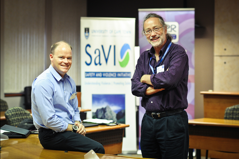Twin interests: Prof Jeremy Seekings (right), "delighted" that the recent alcohol and violence workshop attracted strong interest from a range of researchers and practitioners. The workshop was hosted by UCT's Safety and Violence Initiative of which Guy Lamb (left) is director.<