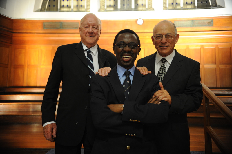 Medicine men: Prof Bongani Mayosi is flanked by his predecessors Prof Stuart Saunders, (left) and Prof Solomon Benatar at the 90th anniversary celebration of his department.