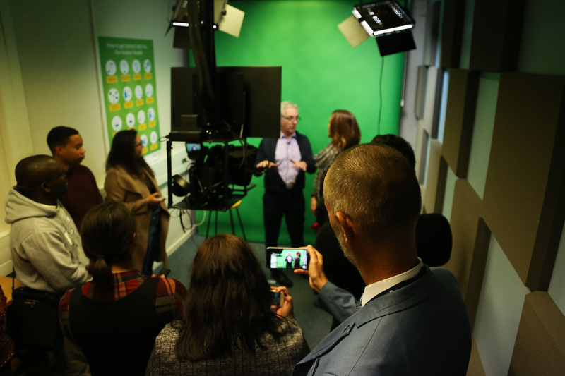 Vice-Chancellor Dr Max Price explores the One Button Studio facilities at the Centre for Innovation in Teaching and Learning (CILT). 