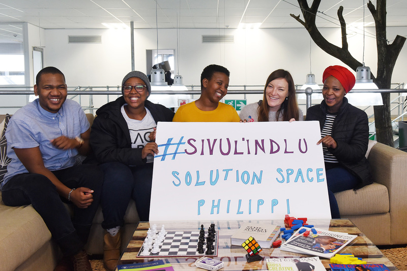 The MTN Solution Space team at Philippi are (from left) Tsepo Ngwenyama, Sivu Nomana, Ndileka Zantsi, Sarah-Anne Arnold and Simnikiwe Xanga.
