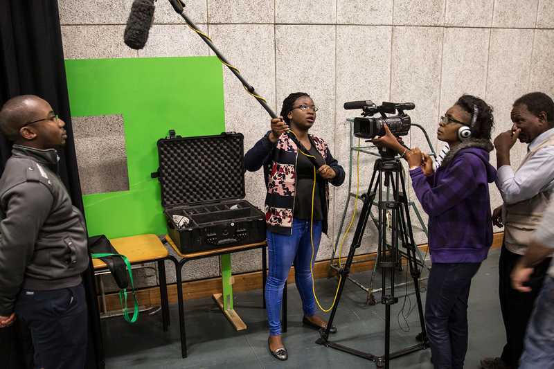 Participants on a previous course hone their film-making skills.