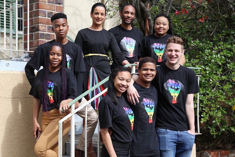 Chair Viwe Tafeni (back, second from right) with the other members of the Rainbow UCT committee, all of whom have worked hard to ensure Rainbow Week is a success.