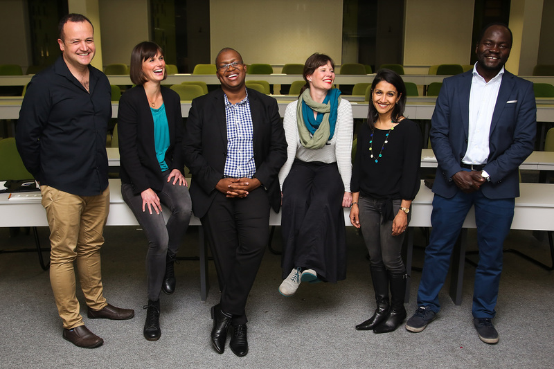 The researchers who presented their work at the Faculty of Commerce’s Cape Town Alumni Chapter UCT Talks series were (from left) Dr James Lappeman, Dr Carla Lever, Pitso Tsibolane, Assoc Prof Ines Meyer, Dr Ameeta Jaga and Dr Daniel Opolot.