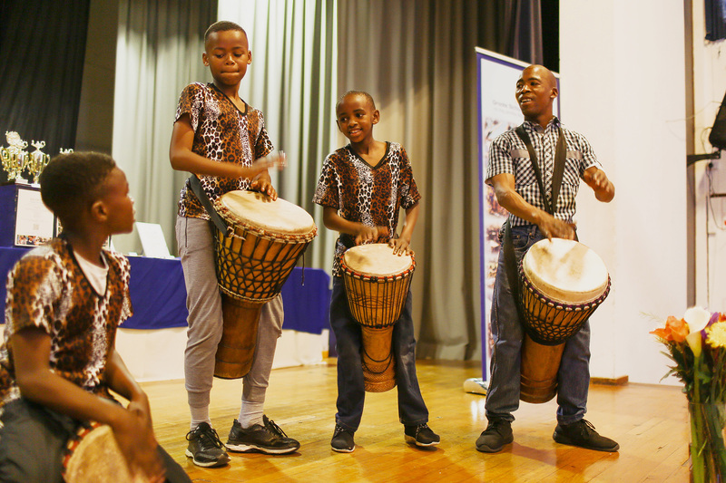 These enthusiastic drummers were among the entertainers at the special event to recognise learners who have worked hard in the Saturday School programme.