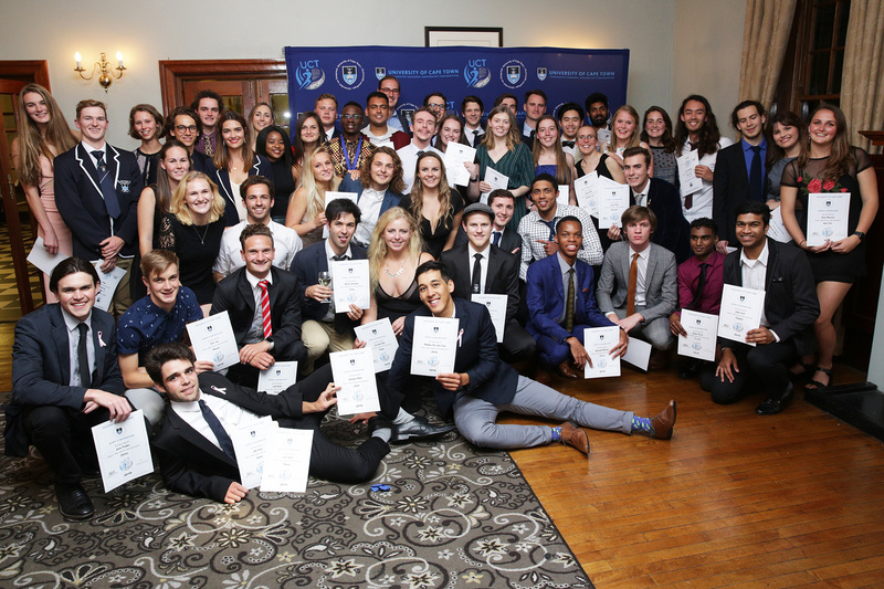 Winners of sporting awards at the annual Sports Awards Dinner celebrate their successes.