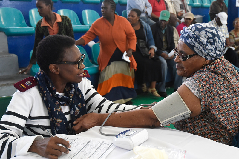 This Gugulethu resident gets some personal attention from a health professional during the Health and Wellness Fair at the local sports complex.