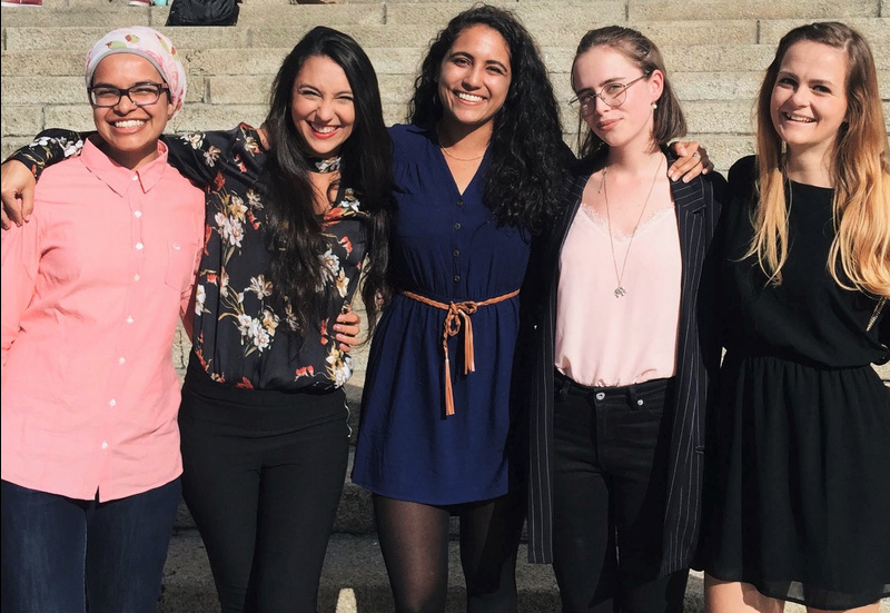 Five of the six top women in the civil engineering honours class. They are (from left) Waseefa Ebrahim, Juliana Diniz, Lansea Loubser, Jemma Richmond and Chloe Bolton. Dilys Mneney is absent.