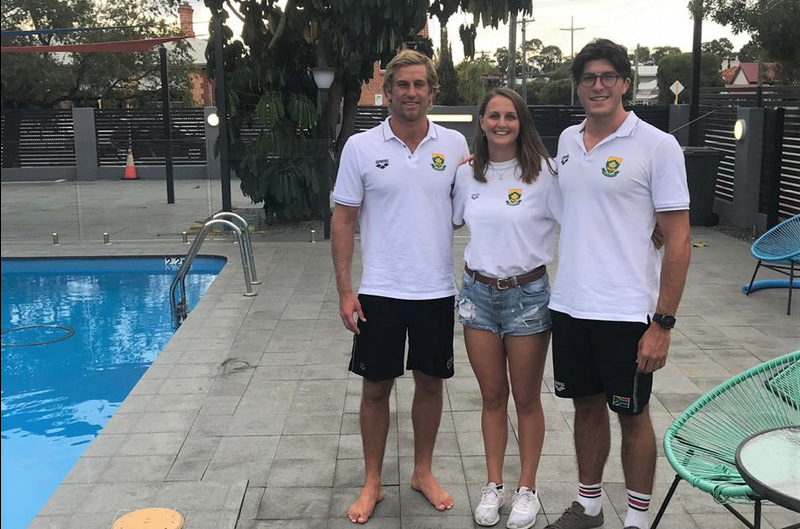 UCT’S water polo Springboks in Australia. They are (from left) Liam Neill, Nicola MacLeod and David Rom. 