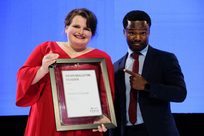 UCT’s award-winning newsreader, Rebecca Cullum, at the annual Liberty Radio Awards.