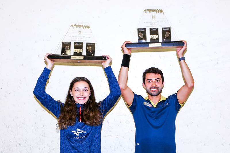 England’s Jasmine Hutton (left) won her second PSA title in two weeks, while number one seed Juan Vargas (Columbia) won his second consecutive final in South Africa in two weeks and his fourth overall title. 