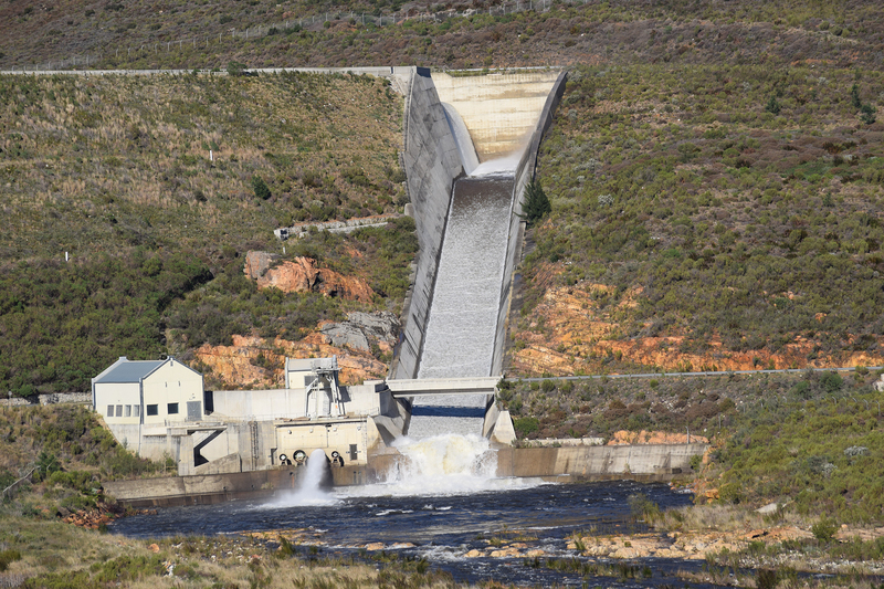 The Berg River Dam overflows the spillway on Friday, 26 July. <b>Photo </b>Kevin Winter.