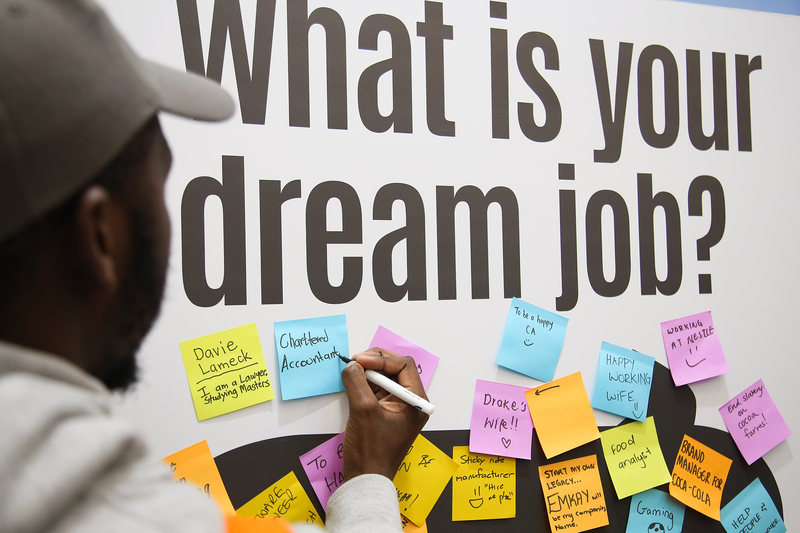 Students share their dream jobs on the Epic Job Expo “Job Wall”.