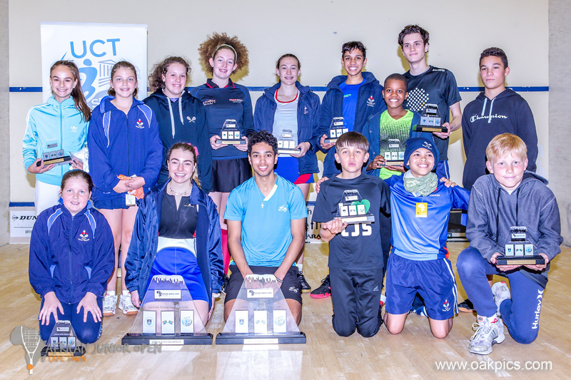 Triumphant smiles from all the winners in the 3rd African Junior Open Squash Tournament at UCT.