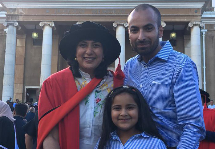 UCT PhD Graduation, 14 December 2018. Aneesa Vanker with Yacoob and Asmaa Sufia.
