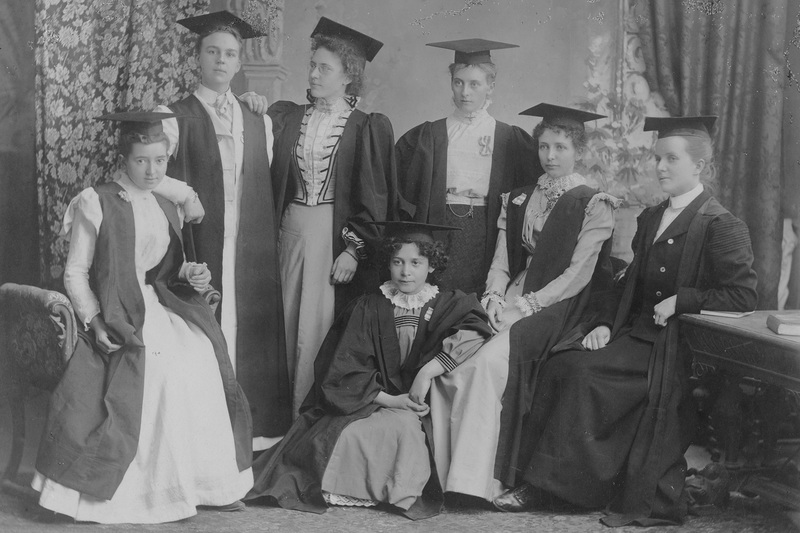 The BA Lit class of 1899 (from left) Margarete von Oppell, Hettie McGregor, Selina Gordon, May le Roux, Helen Ethel Bennett, Agnes Bissett and Madeline Russell. By 2018, over half of the UCT students registered at UCT were women. <strong>Photo</strong>&nbsp;UCT Archives.