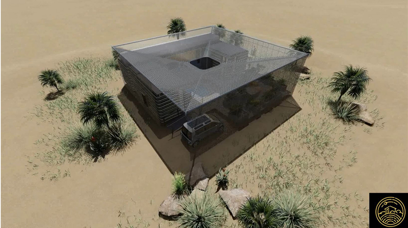 Rendition of House Mahali from above, the only sub-Saharan entry in the Solar Decathlon African competition to create the best wholly solar-powered, “green” house.