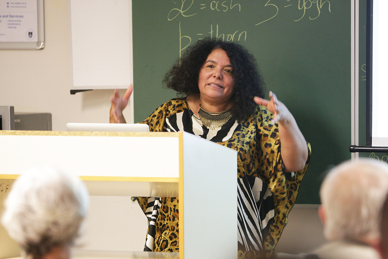 Dr June Bam-Hutchison (in picture) and Bradley van Sitters, recent praise singer at the 2019 State of the Nation Address, will be presenting  ‘Rethinking Africa: the case of Khoekhoegowab’, one of two Summer School 2020 courses on Khoekhoegowab, which has been adopted as UCT’s fourth language.