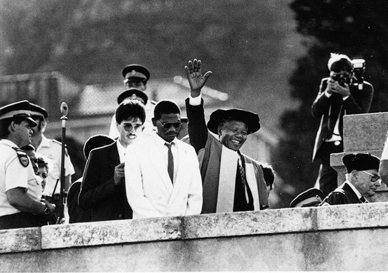 Nelson Mandela photographed at UCT in 1990 after receiving an honorary doctorate. Prof Vanessa Watson recalled a serendipitous meeting with Mandela, only hours after his release from then Victor Verster Prison 30 years ago.