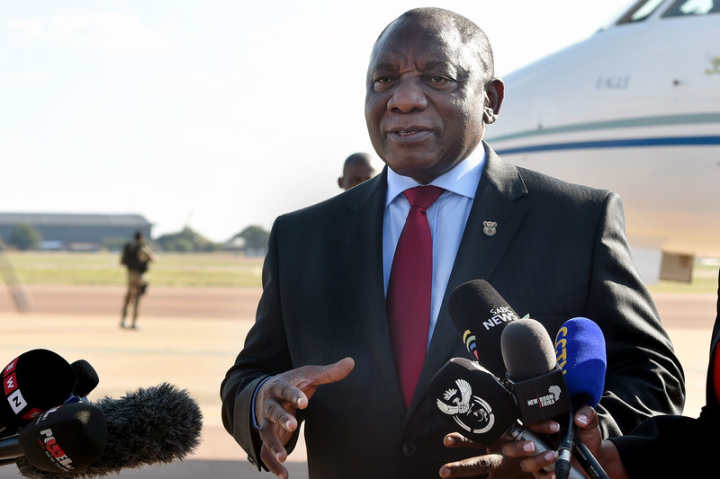 President Cyril Ramaphosa briefing the media about the country’s first case of COVID-19 at Waterkloof Air Force Base in Pretoria.