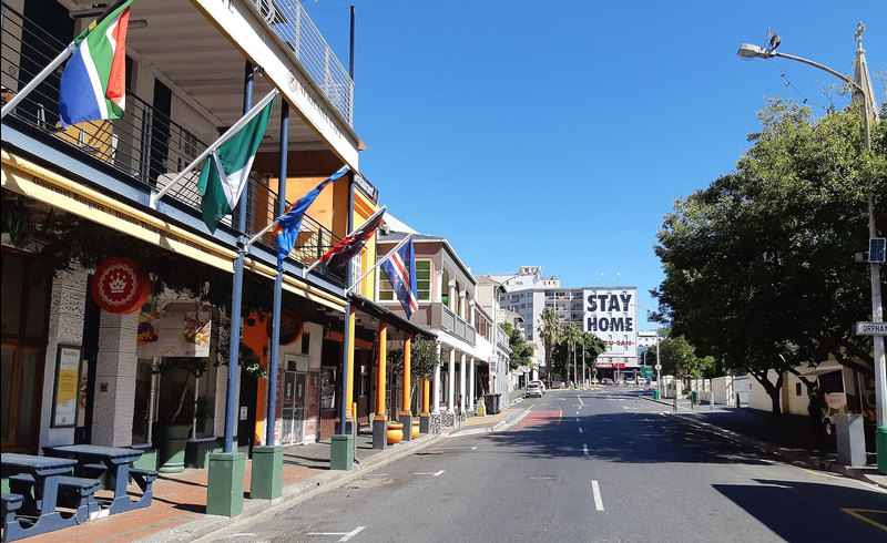 Long Street, one of Cape Town’s busiest streets, during the nationwide lockdown.