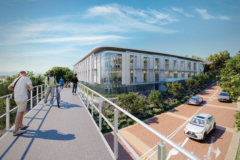 The d-school will stand at the entrance to middle campus, with students being able to access it easily via a footbridge.