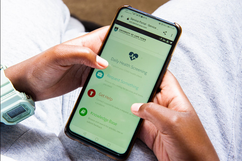 The UCT Daily Health Screening app is accessible on smartphones, laptops, desktops and via the UCT Mobile app.