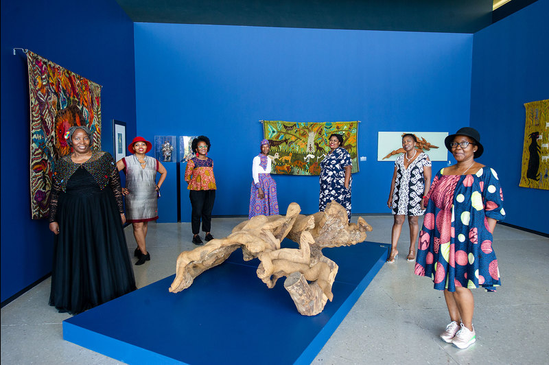 In picture at the opening are the curators with some of the artists whose work is on show (from left): Bongi Dhlomo-Mautloa; Bongi Bengu; UCT PhD candidate, curator, lecturer and head of department of History, Art and Heritage Studies at the University of the Witwatersrand Nontobeko Ntombela; Sophie Peters; UCT curator and senior lecturer in visual cultures Dr Portia Malatjie, Nombeko Mpako and Ruth Motau. <b>Photo</b> Lerato Maduna.