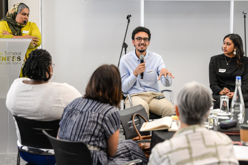 Young alumnus Yaaseen Samuels from Surrey Estate talks about facing life as a stutterer, an often ‘invisible’ disability. He was photographed at the TYDES Symposium hosted at UCT in December 2022, where he was a panellist, along with other young people living with disabilities.